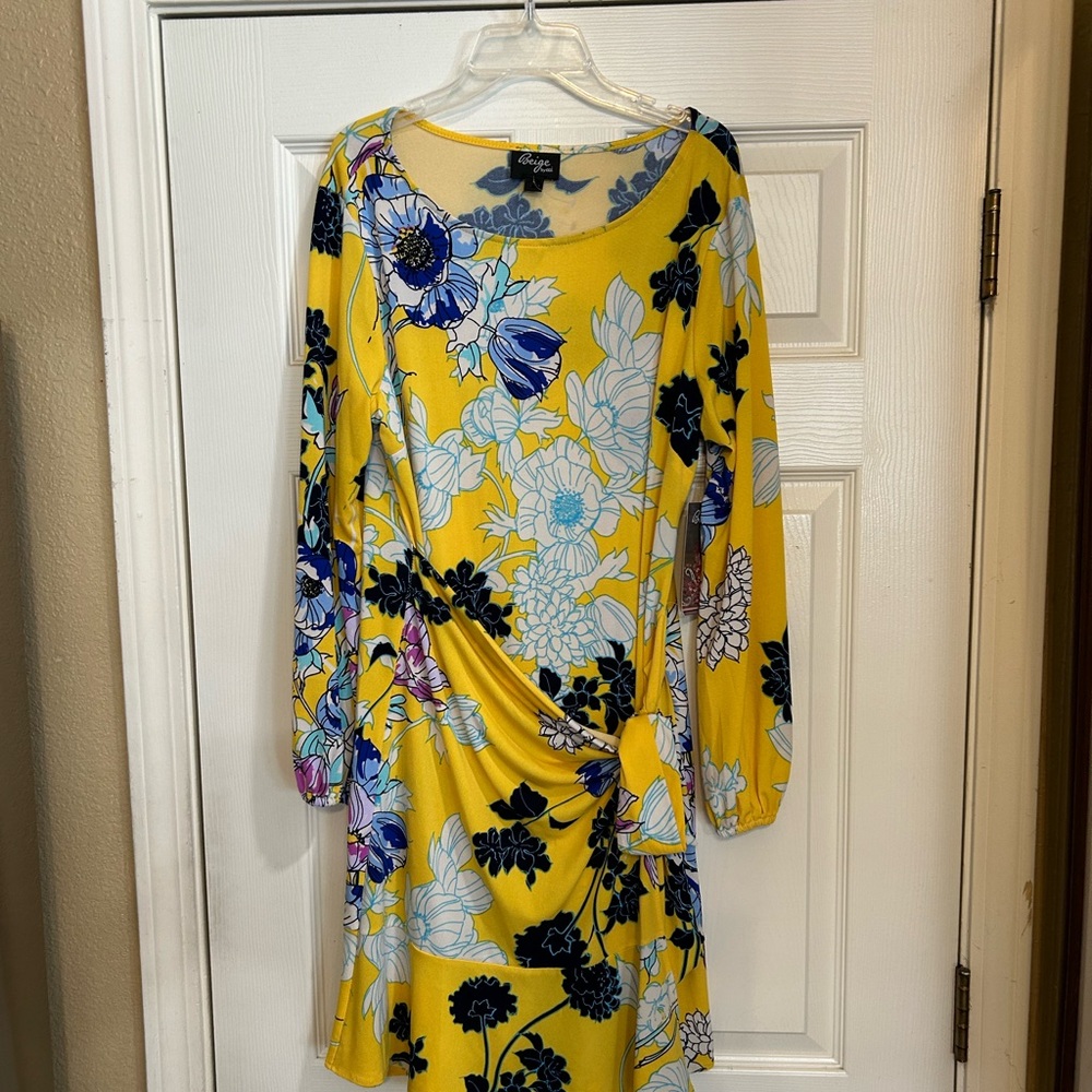 Beige by EIC Yellow Drape waist Dress